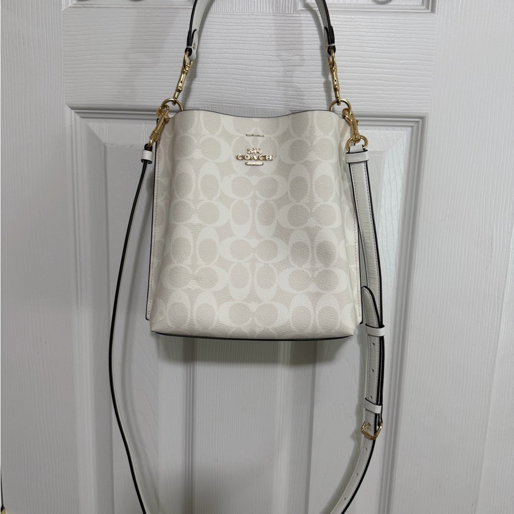 Coach Cream Shoulder Bag with Gold Accents